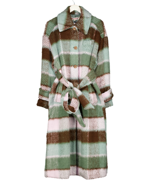 Free People Green Dalton Cosy Brushed Woolen Coat UK S