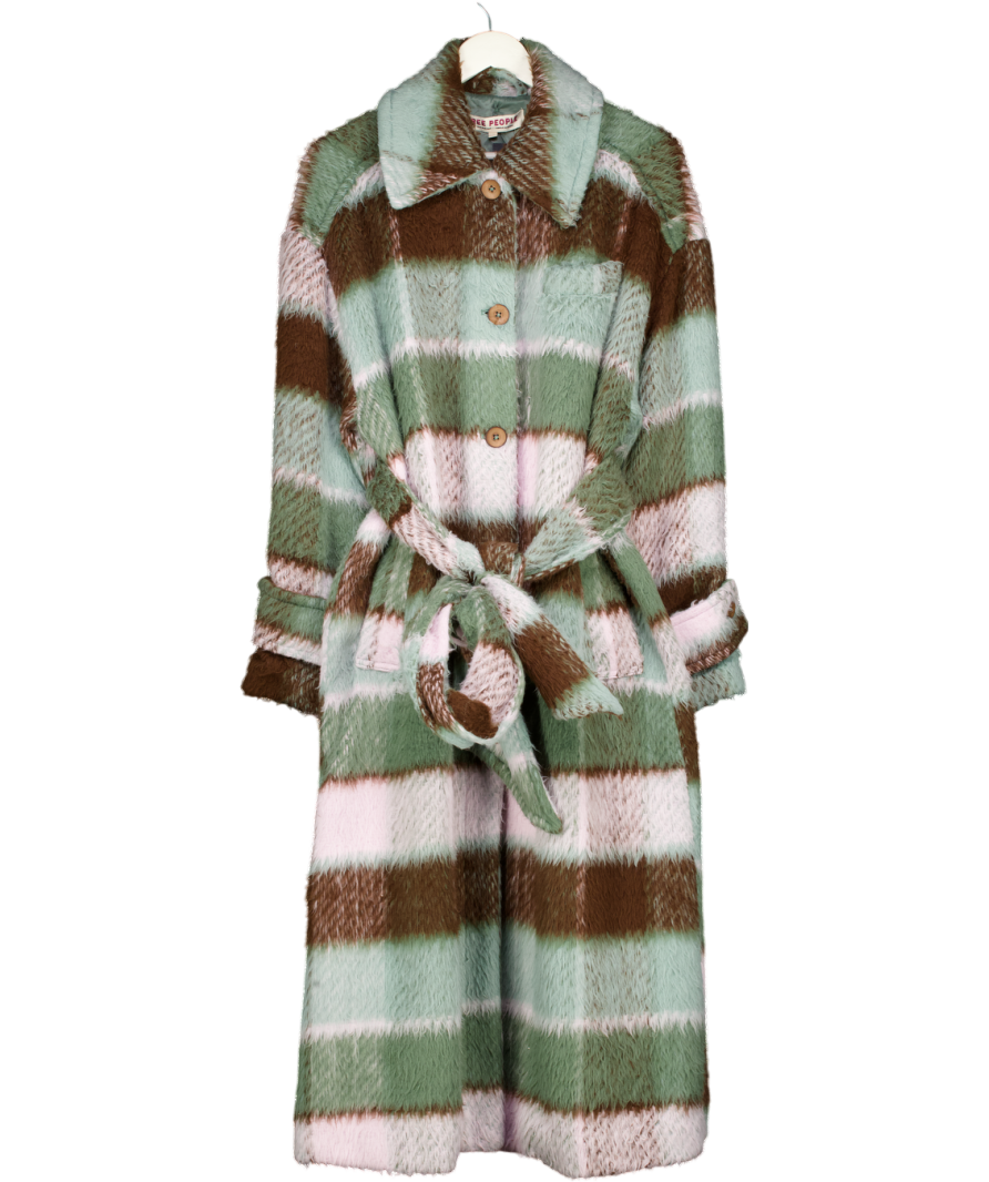 Free People Green Dalton Cosy Brushed Woolen Coat UK S