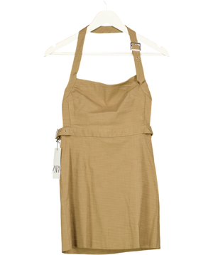 ZARA Brown Buckle Detail Backless Mini Dress UK S