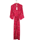 M&S X Ghost Dark Red Floral Kimono Wrap Dress UK XS