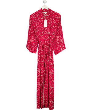 M&S X Ghost Dark Red Floral Kimono Wrap Dress UK XS