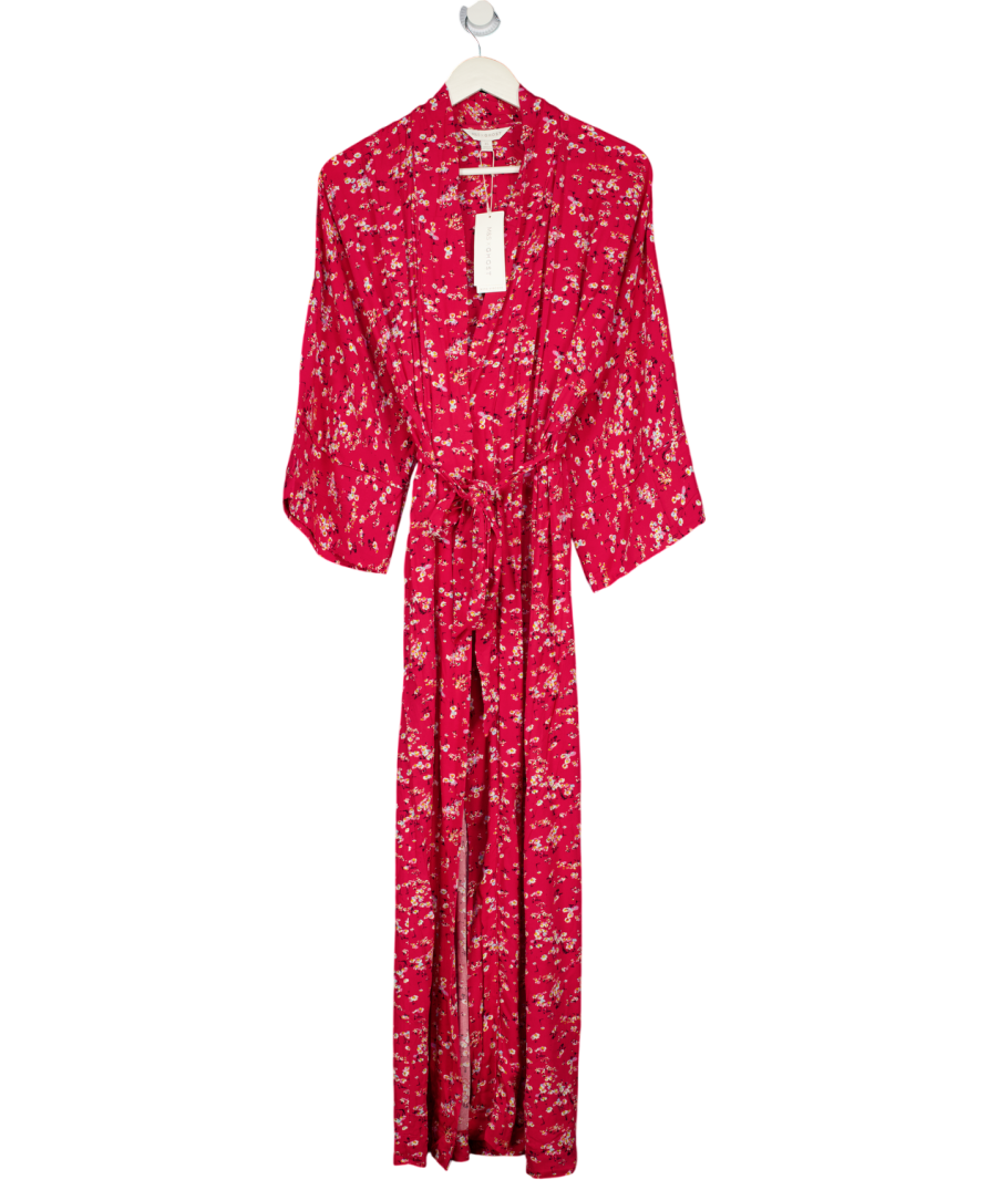 fitted lace wedding dress M&S X Ghost Dark Red Floral Kimono Wrap Dress UK XS – Reliked