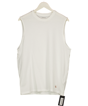CALVIN KLEIN White Cotton Muscle Tank Top UK S