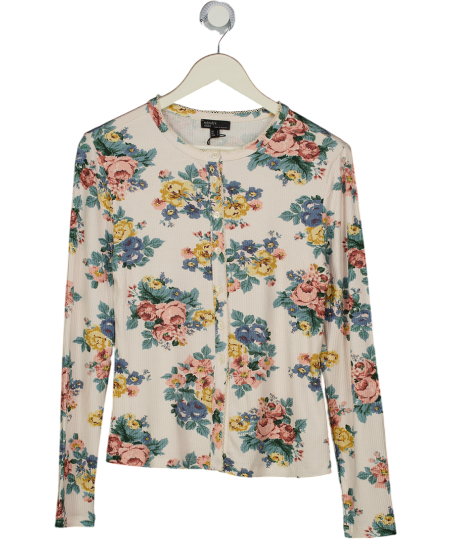 Nobody's Child Cream Floral Printed Cardigan UK S