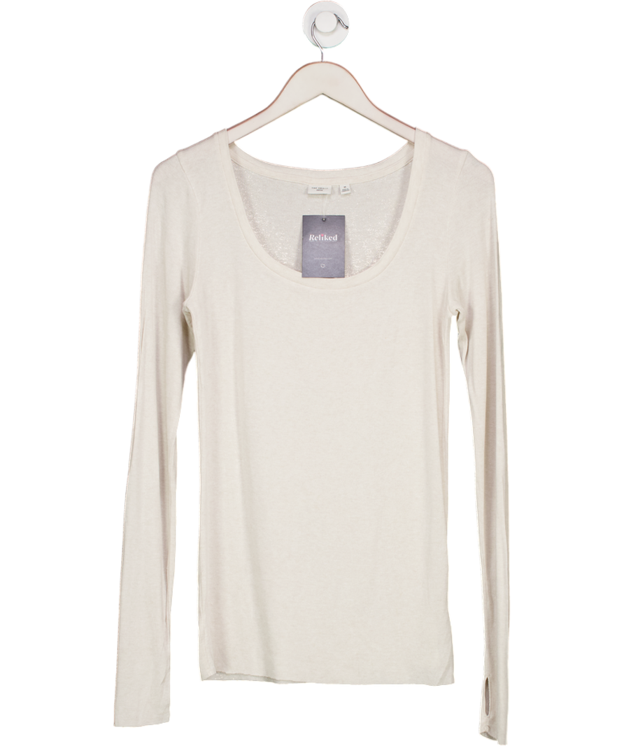 aritzia Cream Round Neck Top UK M