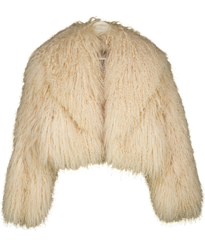 JANE & TASH ( De Savary London) Cream Mongolian Shearling Cropped Coat UK S