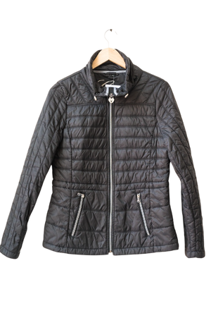 GUESS Black Quilted Jacket With Heart Logo UK M