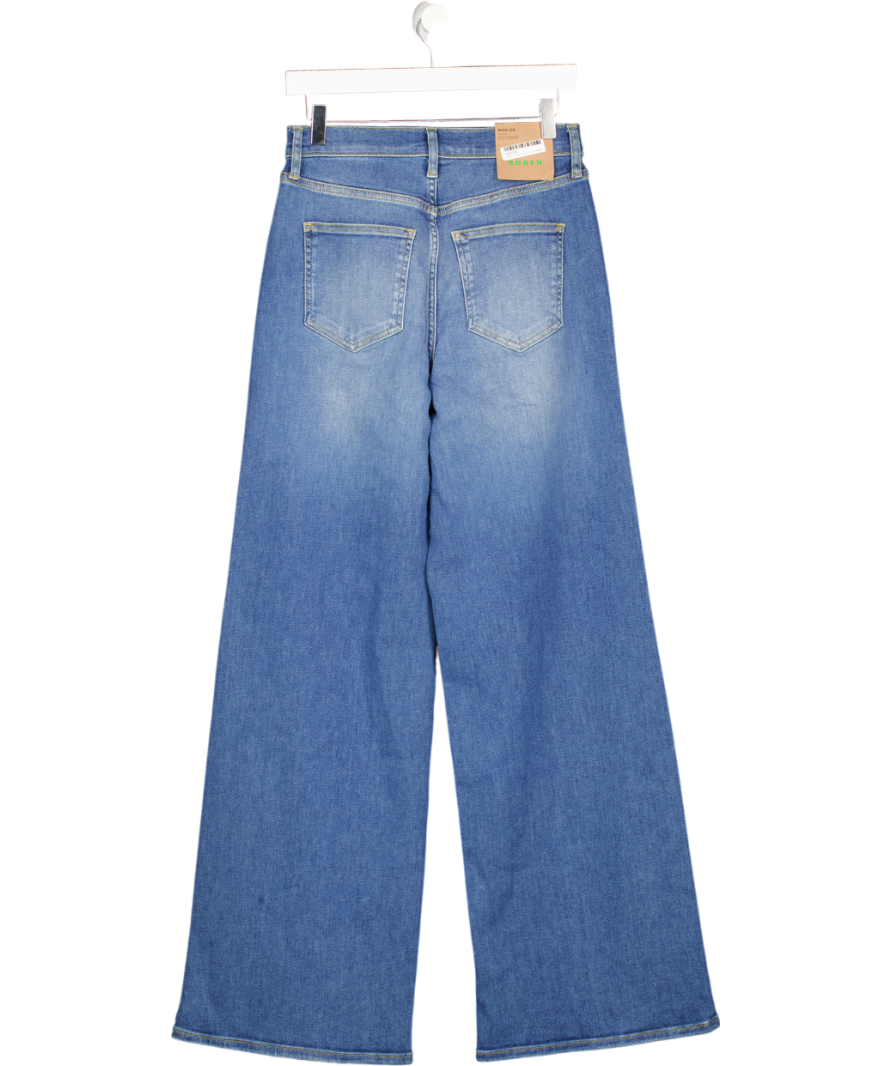 BODEN Mid Blue High Waist Wide Leg Jeans - Long Length W28