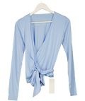 reasn Bamboo Fabric Ballet Wrap Long Sleeve Top - Powder Blue UK 12
