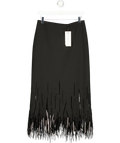M&S X 16arlington Black Wool Blend Tassel Beaded Zip Midi Skirt UK 10