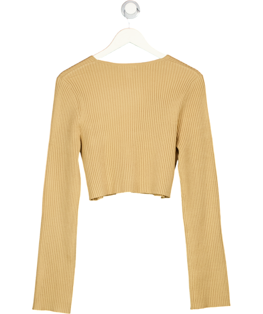 PRETTY LAVISH Brown Knit Cropped Jumper UK L