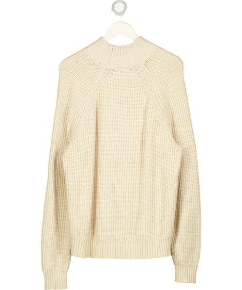 Abercrombie & Fitch Cream High-neck Rib Knit Oversized Sweater UK M