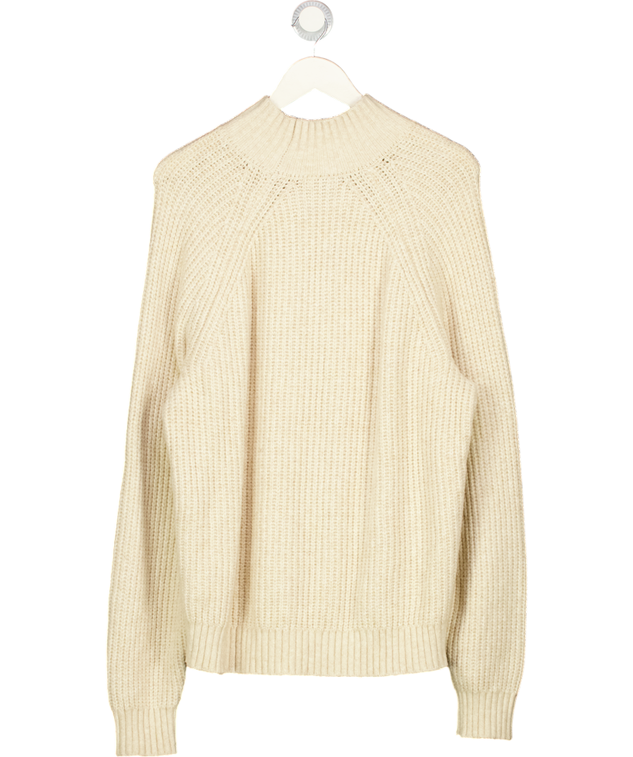 Abercrombie & Fitch Cream High-neck Rib Knit Oversized Sweater UK M
