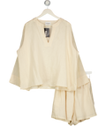 SECOND SUMMER 2-piece Pale Yellow Linen Shorts And Top Set UK XS/S