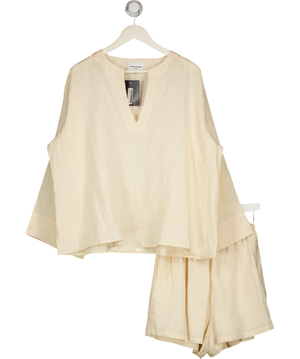 SECOND SUMMER 2-piece Pale Yellow Linen Shorts And Top Set UK XS/S