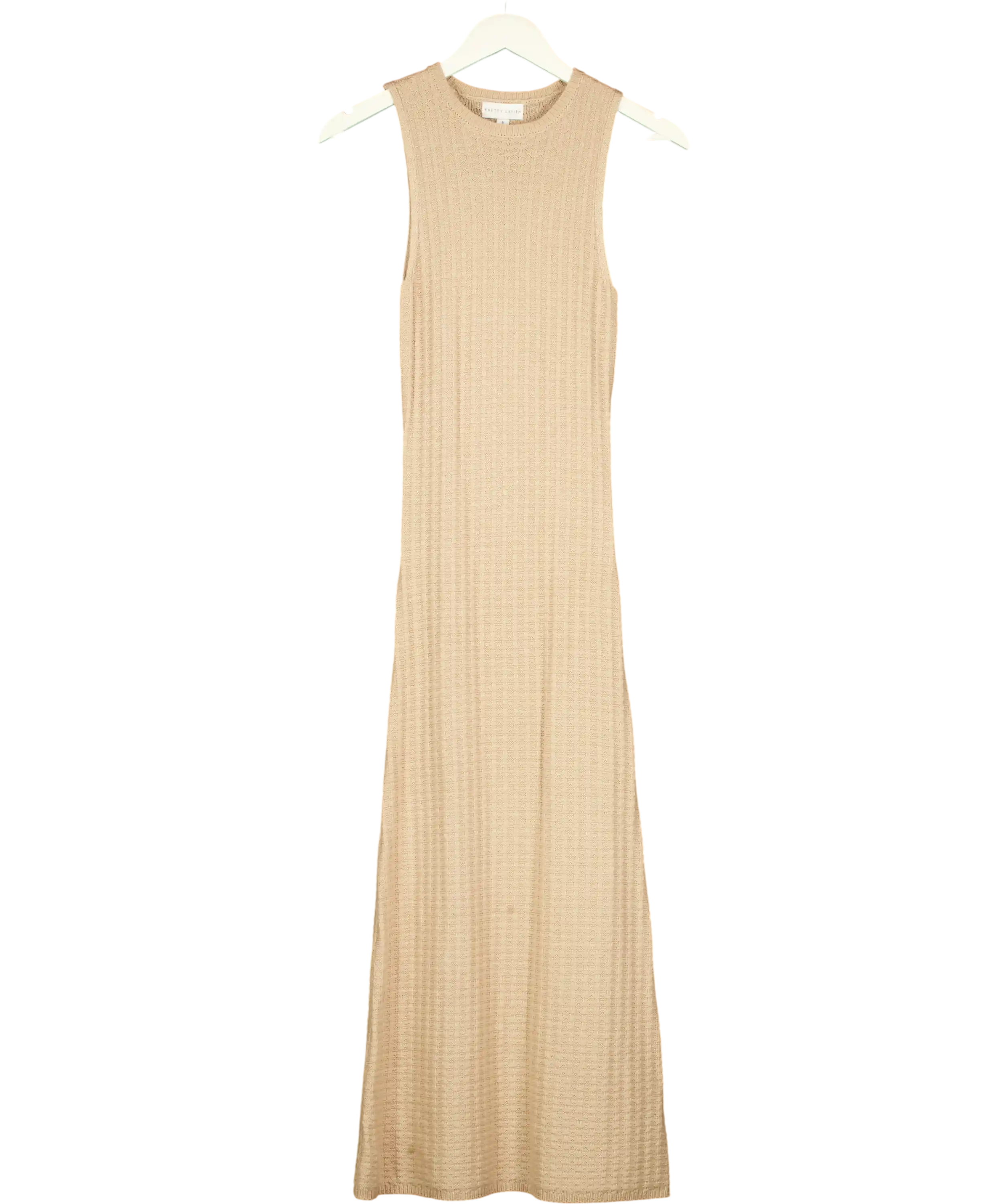 PRETTY LAVISH Beige Waffle Textured Knit Midi Dress UK S