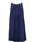 PAOLITA Navy Blue Linen Blend Nautical Trousers UK S