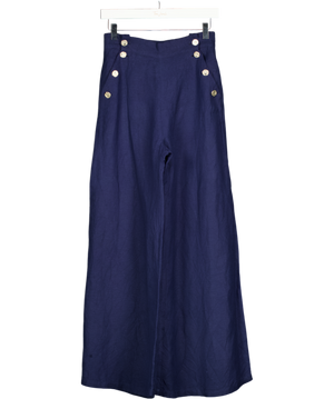 PAOLITA Navy Blue Linen Blend Nautical Trousers UK S