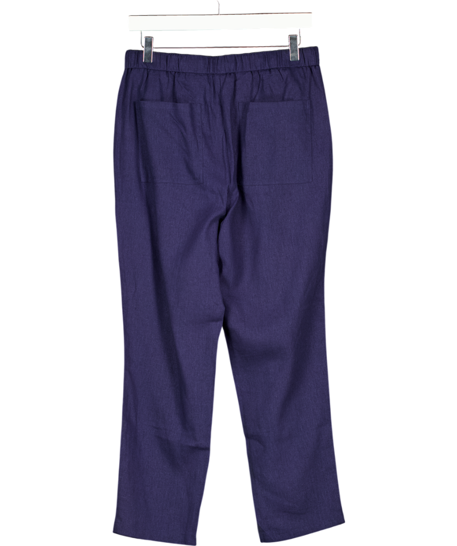 FREEMANS Blue Linen / Viscose Blend Drawstring Trousers UK 10