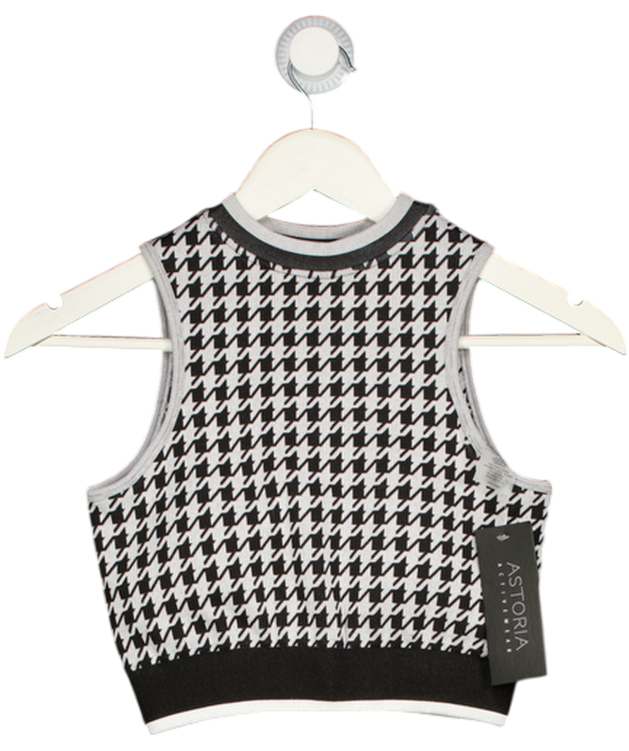 ASTORIA ACTIVEWEAR Black Seamless Knit Mockneck Top - Black/grey Houndstooth UK S