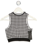 ASTORIA ACTIVEWEAR Black Seamless Knit Mockneck Top - Black/grey Houndstooth UK S