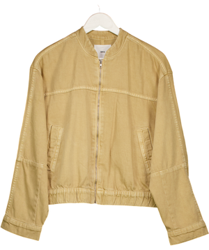 MANGO Beige Denim Bomber Jacket UK XL