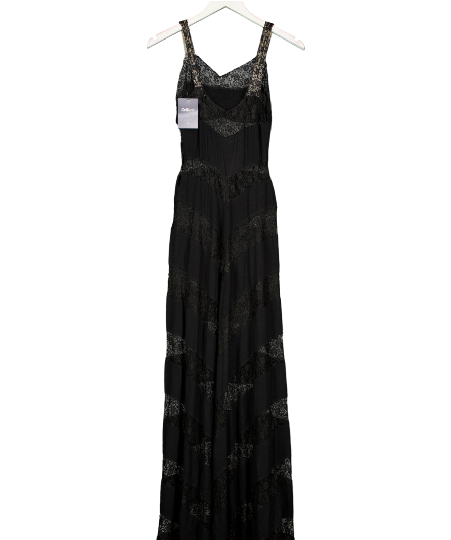 Unknown Black Lace Inset Maxi Dress UK S