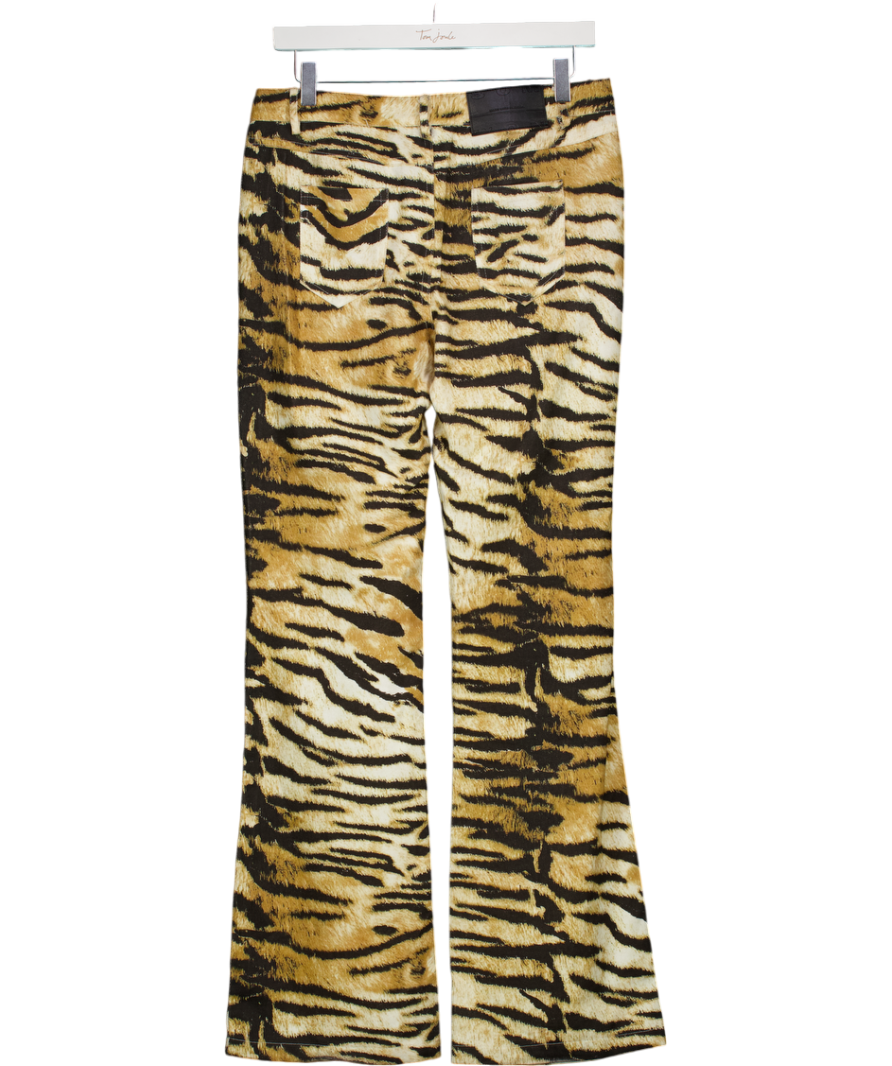 Sumwon Brown Animal Print Wide Leg Jeans W28