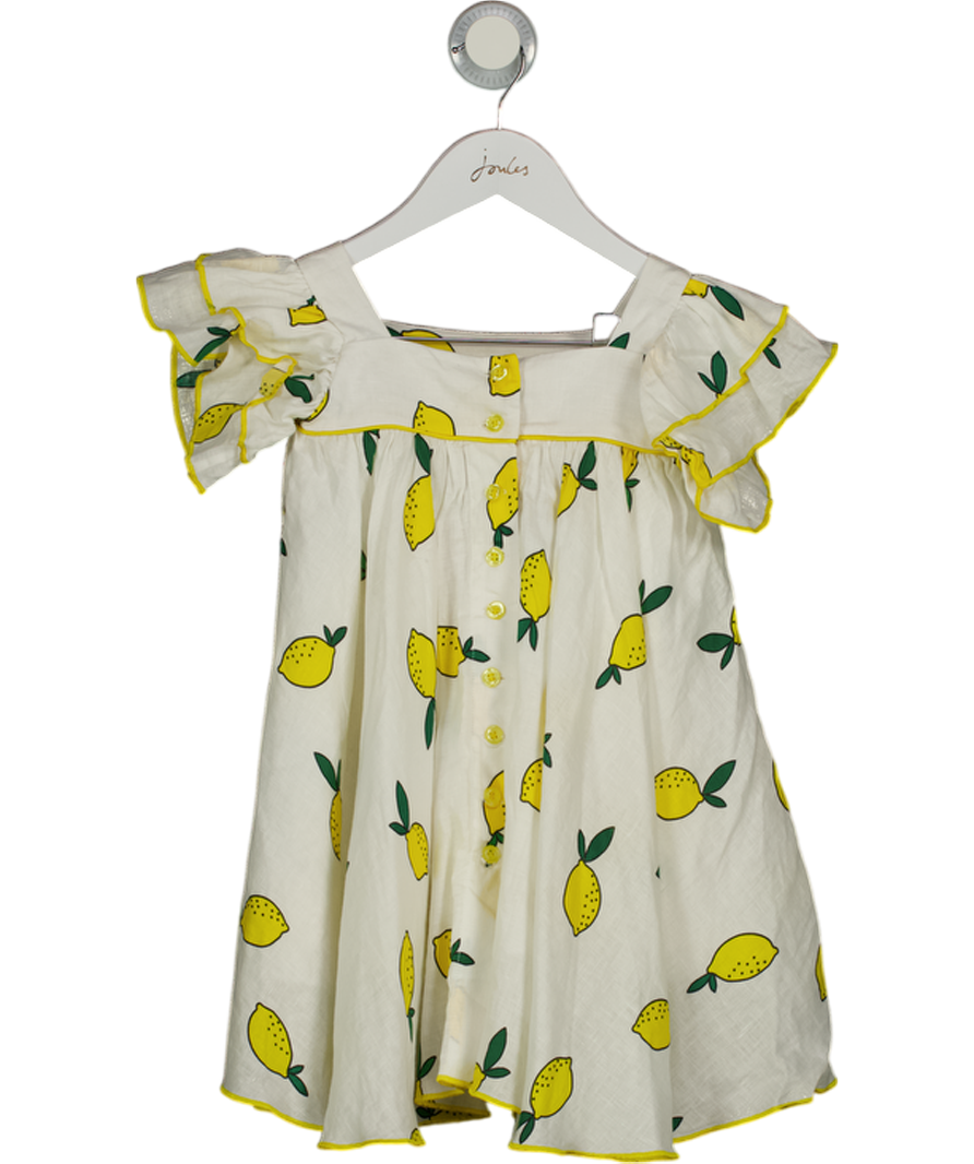 GUL HURGEL White 100% Linen Lemon Print Dress 2 - 3 Years