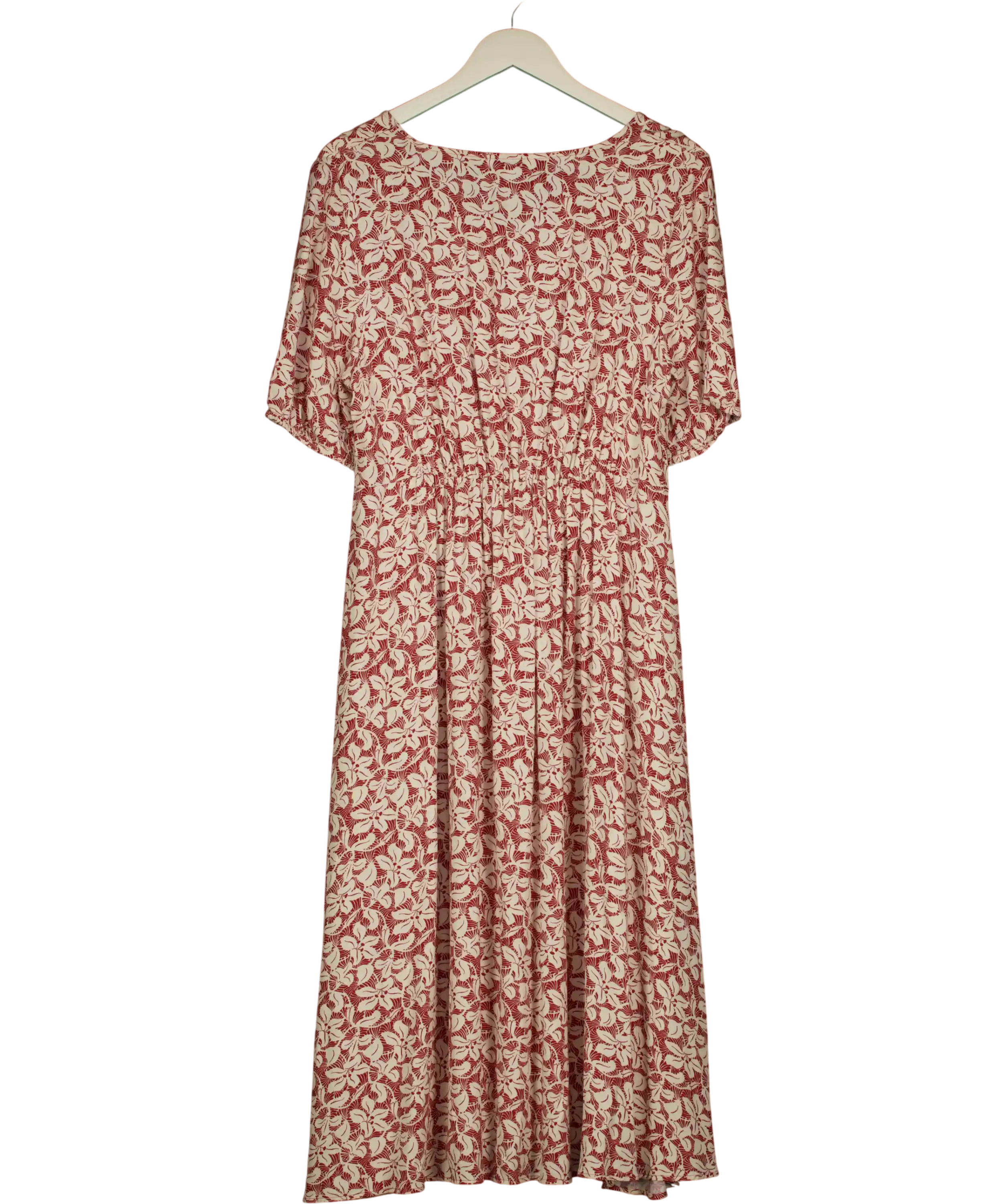 M&S Collection Red Mix Leaf Printed V-neck Dress UK 16