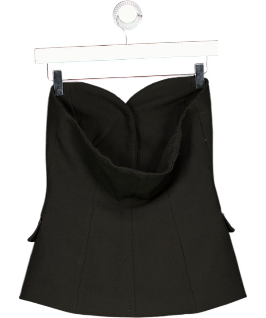 ZARA Black Contrasting Satin Bustier Top UK XS