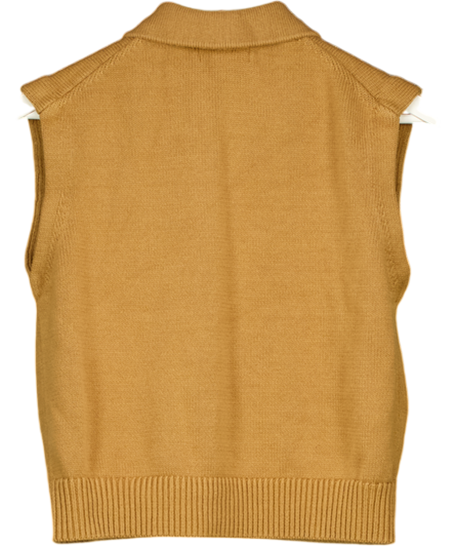 M&S Beige Camel Knitted Waistcoat Top UK S