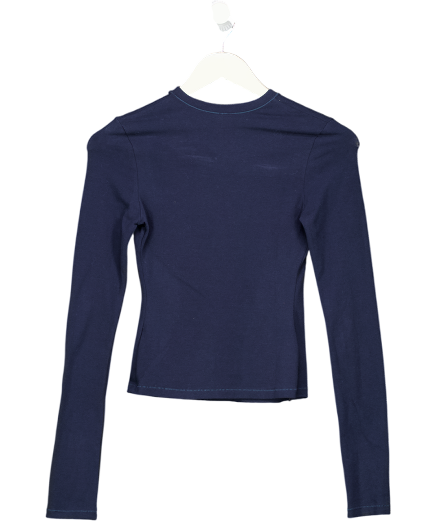 SKIMS Navy Blue Cotton Jersey Long Sleeve T-shirt UK S