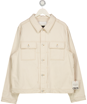 ASOS Cream Contrast Stitch Classic Fit Denim Jacket UK L