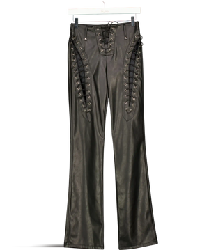 I.AM.GIA Black Kendrix Leather Look Lace Up Detail Trouser UK XS