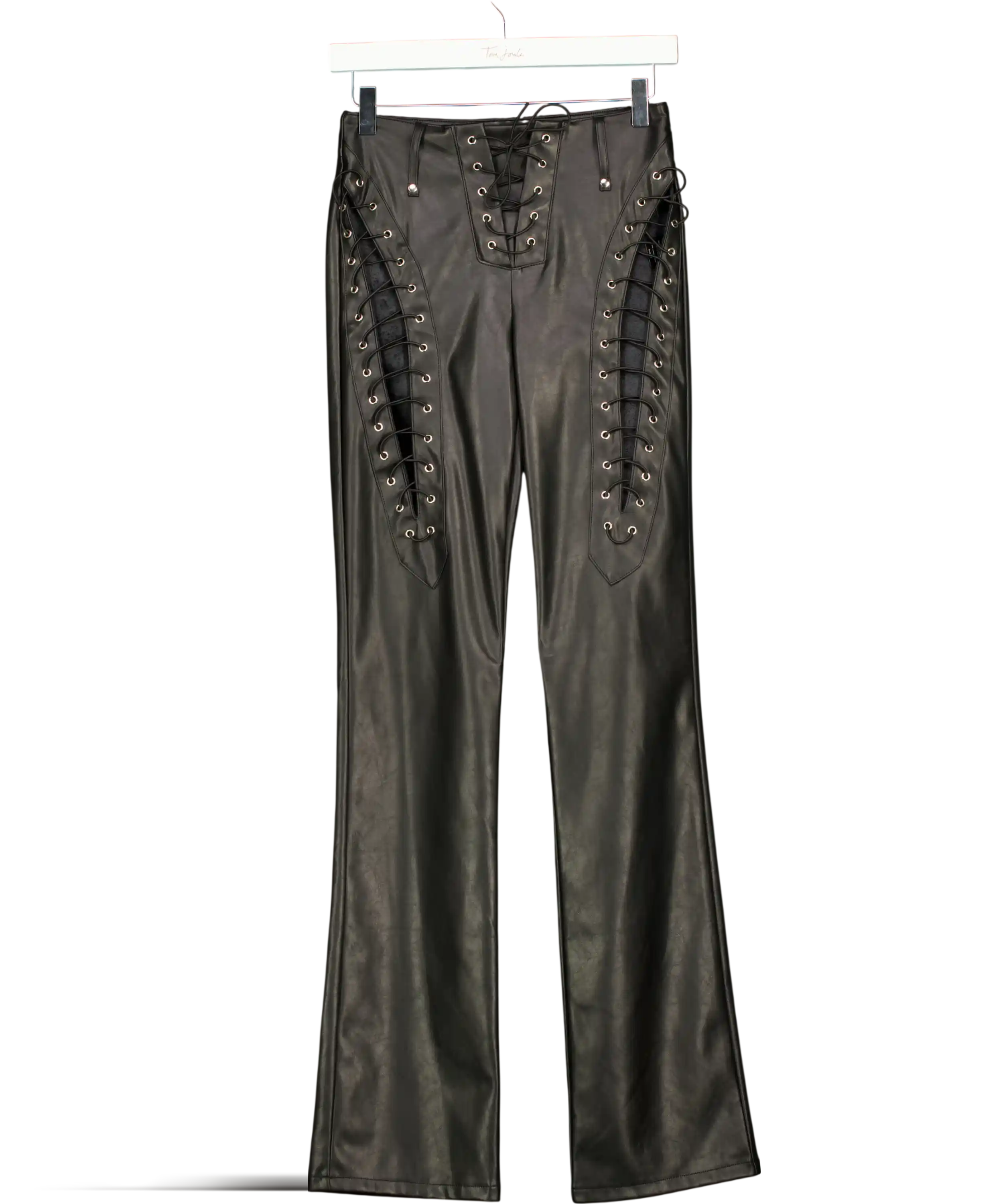 I.AM.GIA Black Kendrix Leather Look Lace Up Detail Trouser UK XS