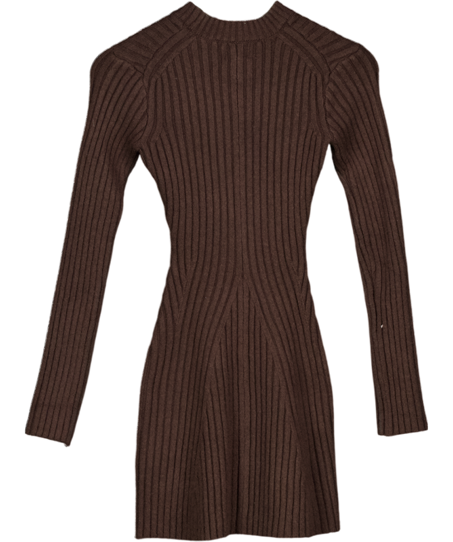 H&M Dark Brown Rib Knit Dress UK XXS