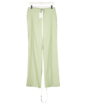 MISTRESS ROCKS Sage Green Linen Blend Straight Leg Trousers UK S