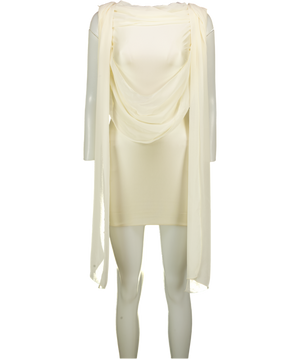 OH POLLY Cream Venya Draped Mini Dress In Pearl UK 8