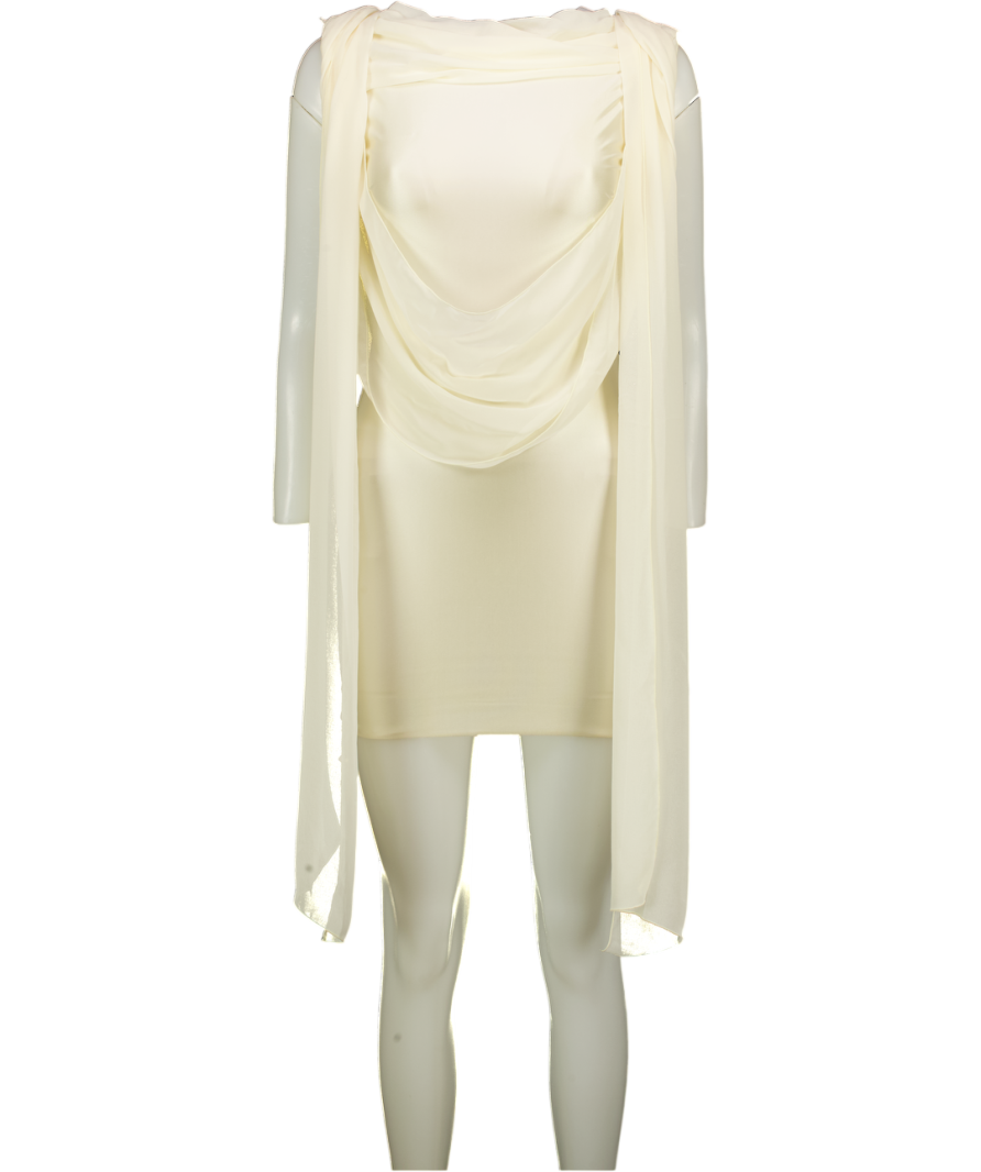 OH POLLY Cream Venya Draped Mini Dress In Pearl UK 8