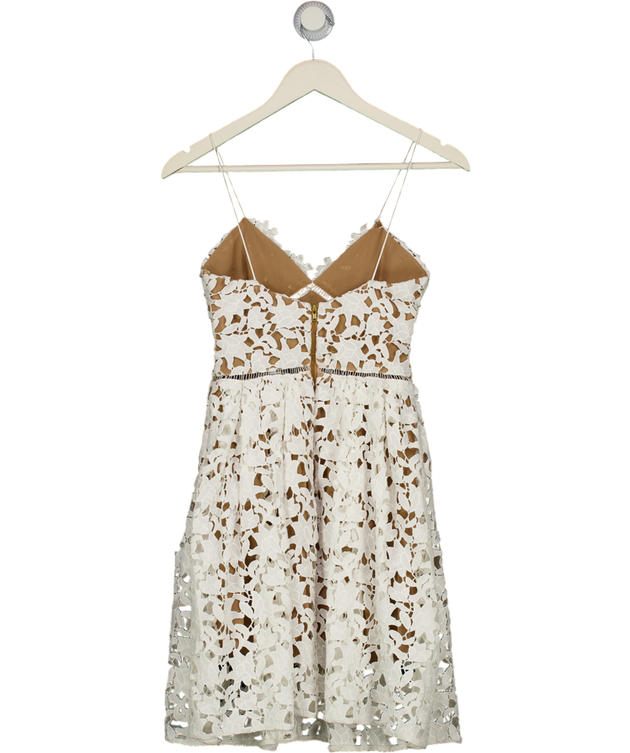 SELF PORTRAIT White Guipure Lace Mini Dress UK 6