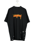 BALENCIAGA Black Metallica Short Sleeve T-shirt Oversized Fit 'black Orange' Szeu2 UK M