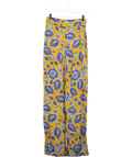 Sezane Mustard &  Blue Floral Satin Straight Leg Trousers Fr36 UK 8