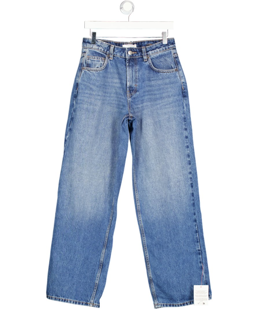 TOPSHOP Cinch Low Rise Relaxed Jeans In Vintage Blue L32 W26
