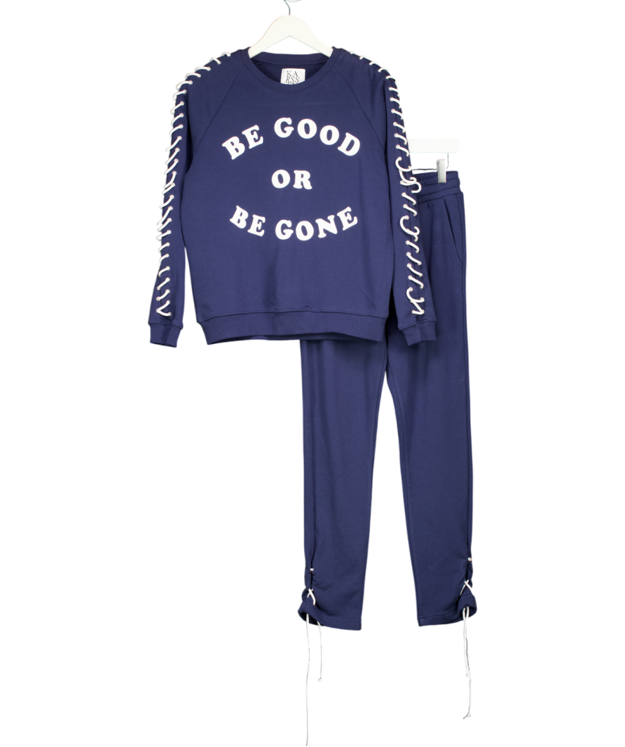 ZOE KARSSEN 2 PIECE Navy Blue "Be Good Or Be Gone" TRACKSUIT SET UK XS/S