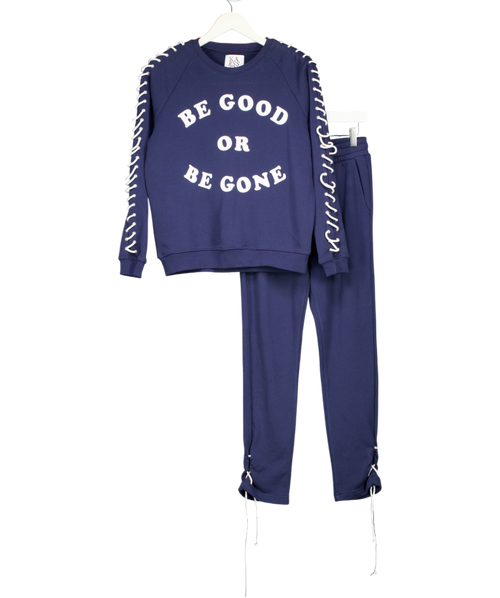 ZOE KARSSEN 2 PIECE Navy Blue "Be Good Or Be Gone" TRACKSUIT SET UK XS/S