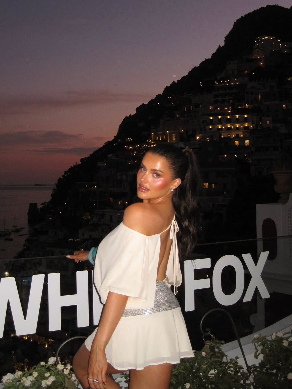 WHITE FOX Cream Chiffon Sequin Waist Mini Dress UK S