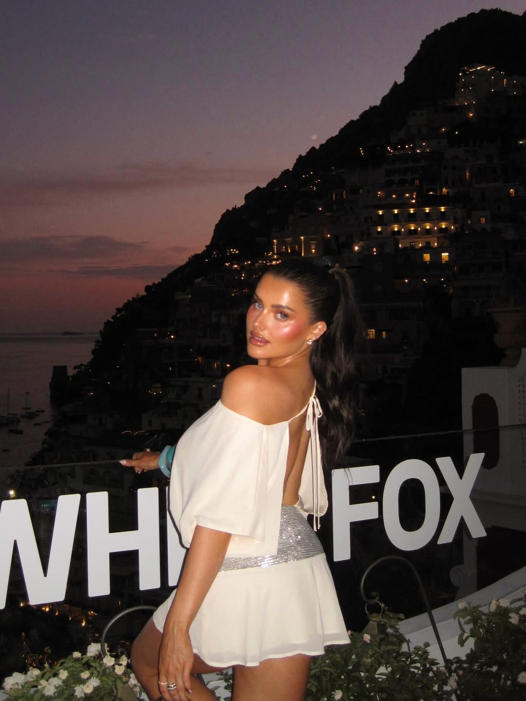 WHITE FOX Cream Chiffon Sequin Waist Mini Dress UK S