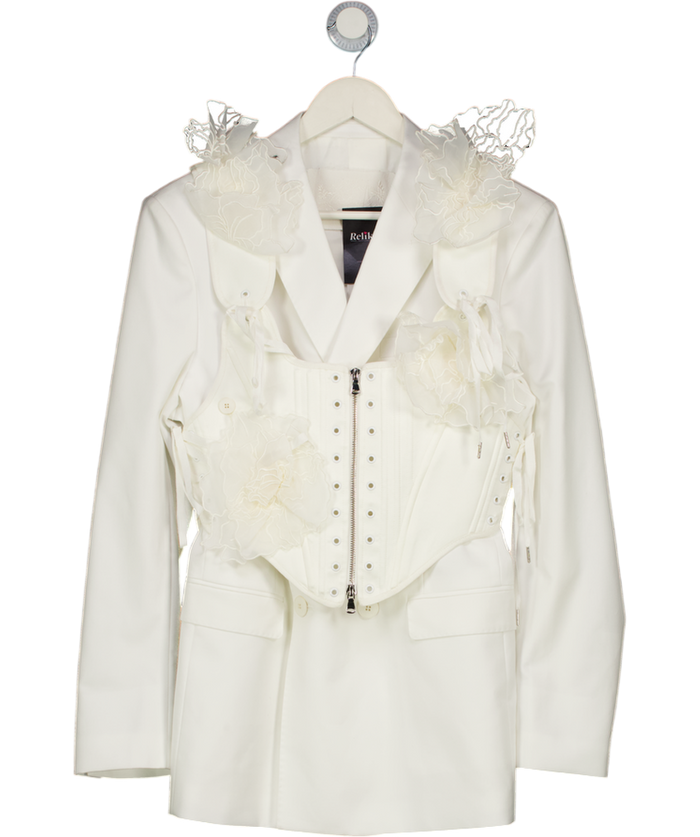 Danil Antsiferov White Soft Dramatic Corset Blazer Sz50 UK M