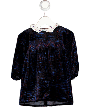 Brora Blue Velvet Checked Dress 9-12 Months